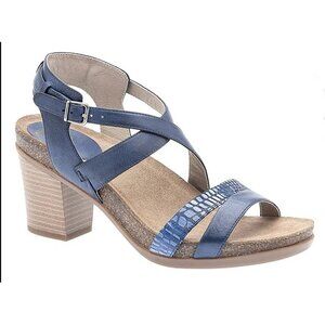 ABEO Biana Blue Leather Sandals | Orthotic Comfort Block Heel Dress Sandal